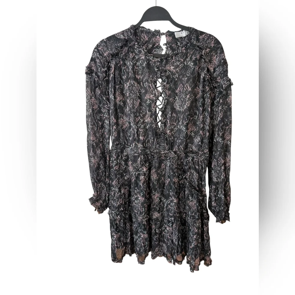 IRO Darling Long Sleeve Open‎ Back Printed Mini Dress Size 38 (6)
